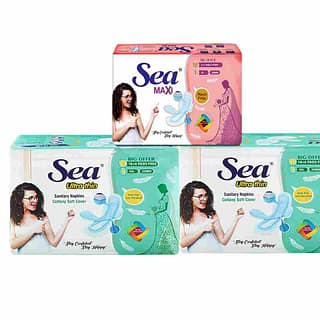 sanitary pad for woman cotton ultrathin XXL- pack of 2 + maxi XL- pack of 1