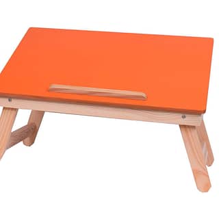 wooden foldable laptop & study table for kids orange front view