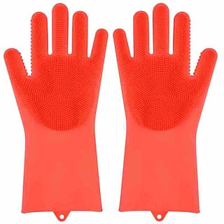 Silicone gloves resuabel cooking, washing, cleaning, car, bathroom color red 1
