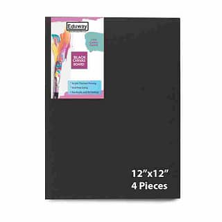 black canvas art board painting skirting 12x12 pack of 4