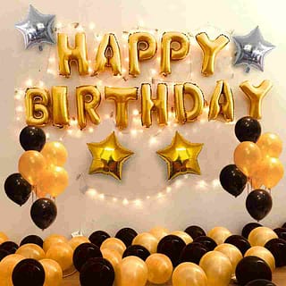 happy birthday balloons decoration for party color gold