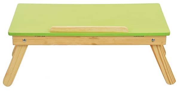 wooden foldable laptop & study table for kids green side view