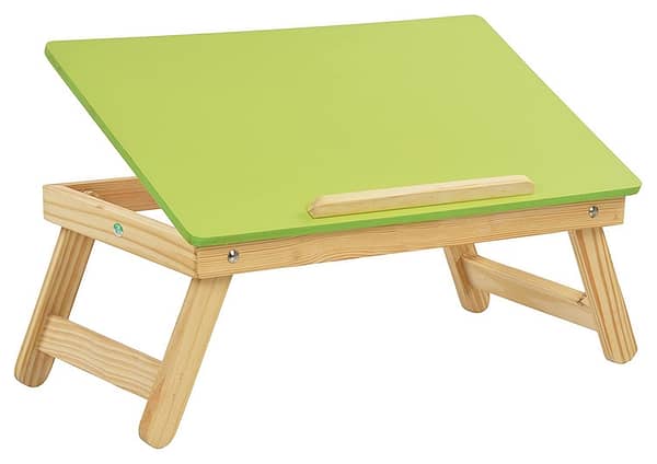 wooden foldable laptop & study table for kids green front view